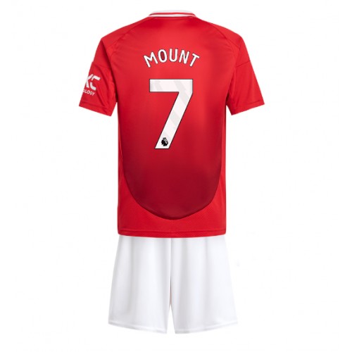 Dětský fotbalový dres Manchester United Mason Mount #7 2024-25 Domácí Krátký Rukáv (+ trenýrky)